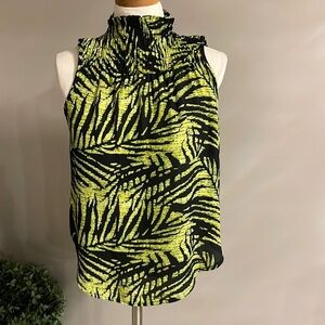 Allison Joy women’s smocked mock / turtleneck sleeveless Lightweight blouse XS